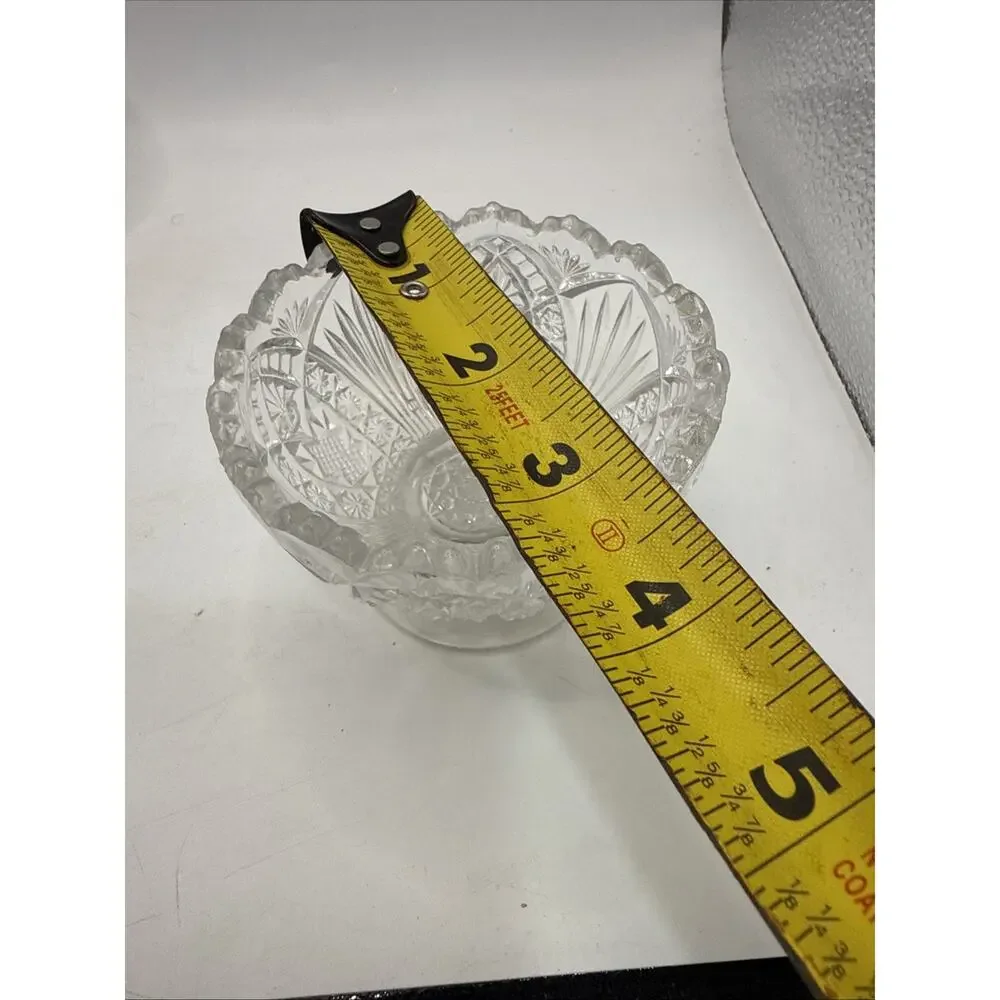 Vintage Set of 4 Footed Glass Dessert Berry Bowls Starburst Fan Pattern 4” *